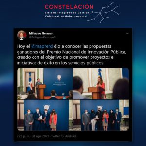 Publicación en Redes de la Ministra Milagros Germán