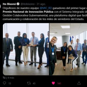 Publicación en Redes del Ministro Víctor Ito Bisonó